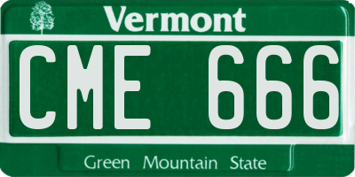 VT license plate CME666