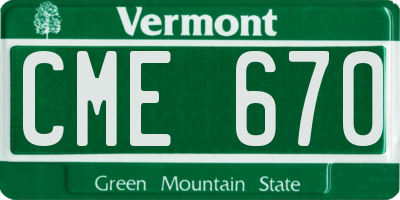 VT license plate CME670