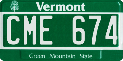 VT license plate CME674