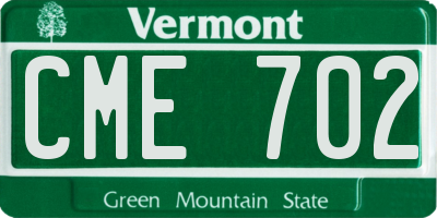 VT license plate CME702