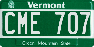 VT license plate CME707