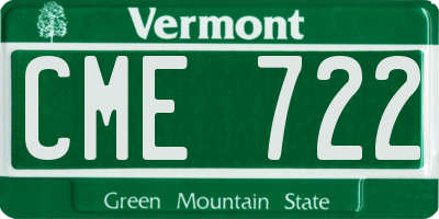 VT license plate CME722