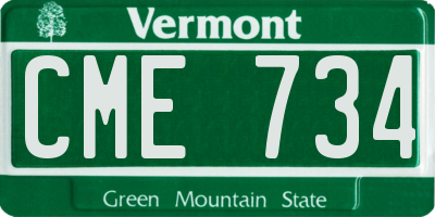 VT license plate CME734