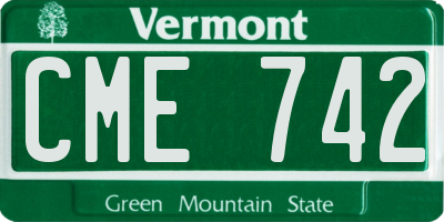 VT license plate CME742