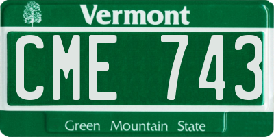 VT license plate CME743