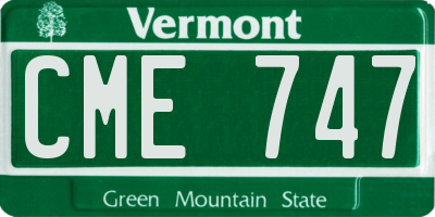 VT license plate CME747