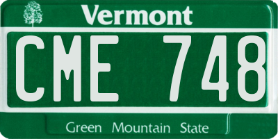 VT license plate CME748