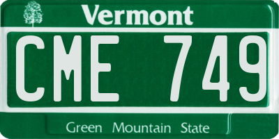 VT license plate CME749