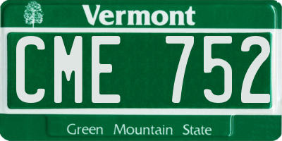 VT license plate CME752