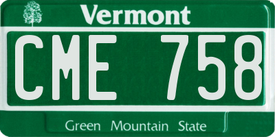 VT license plate CME758