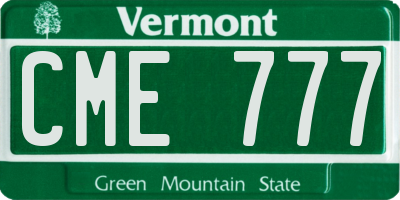 VT license plate CME777