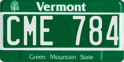 VT license plate CME784