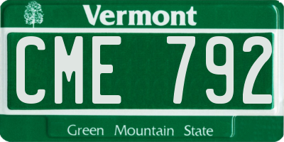 VT license plate CME792