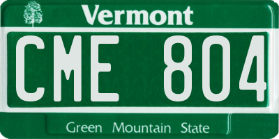 VT license plate CME804