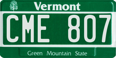 VT license plate CME807