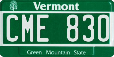 VT license plate CME830