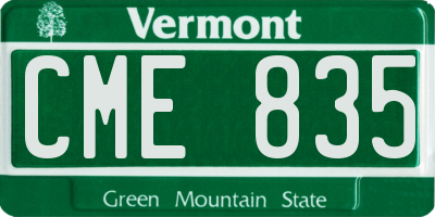 VT license plate CME835