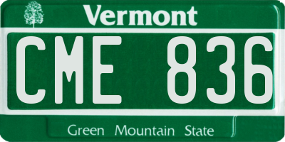 VT license plate CME836