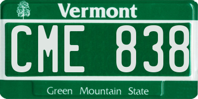 VT license plate CME838
