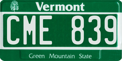 VT license plate CME839