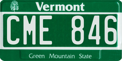 VT license plate CME846