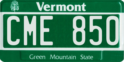VT license plate CME850