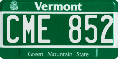 VT license plate CME852
