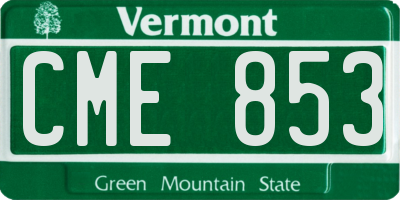 VT license plate CME853