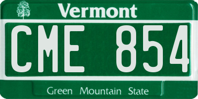 VT license plate CME854