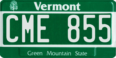 VT license plate CME855