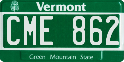 VT license plate CME862
