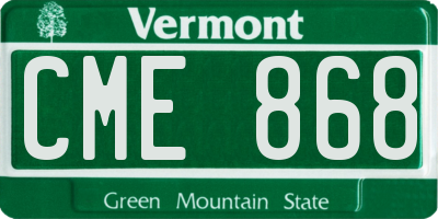 VT license plate CME868