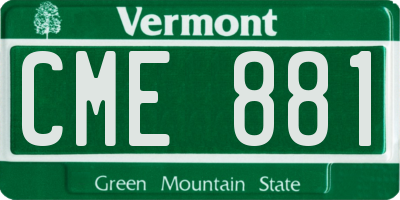 VT license plate CME881