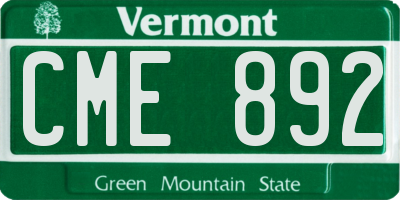 VT license plate CME892