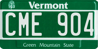 VT license plate CME904