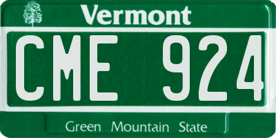 VT license plate CME924