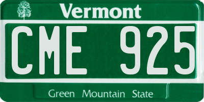 VT license plate CME925