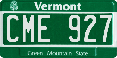 VT license plate CME927