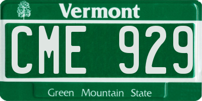 VT license plate CME929