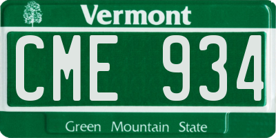 VT license plate CME934