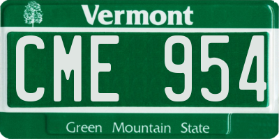 VT license plate CME954