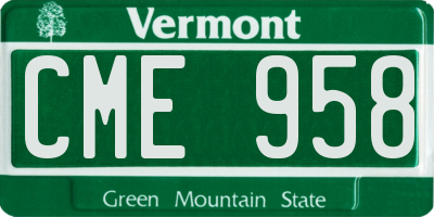VT license plate CME958