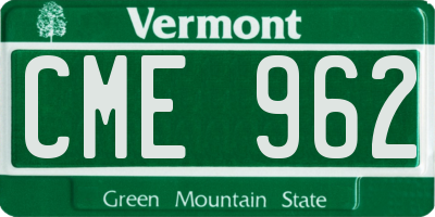 VT license plate CME962