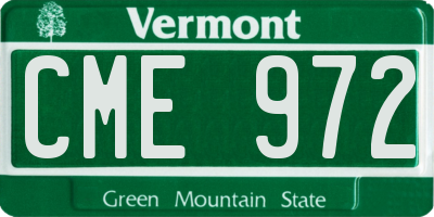 VT license plate CME972