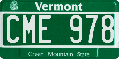VT license plate CME978