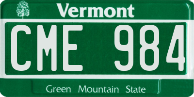 VT license plate CME984