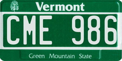 VT license plate CME986