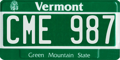VT license plate CME987