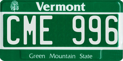 VT license plate CME996