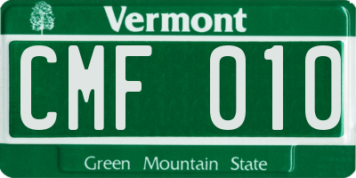 VT license plate CMF010